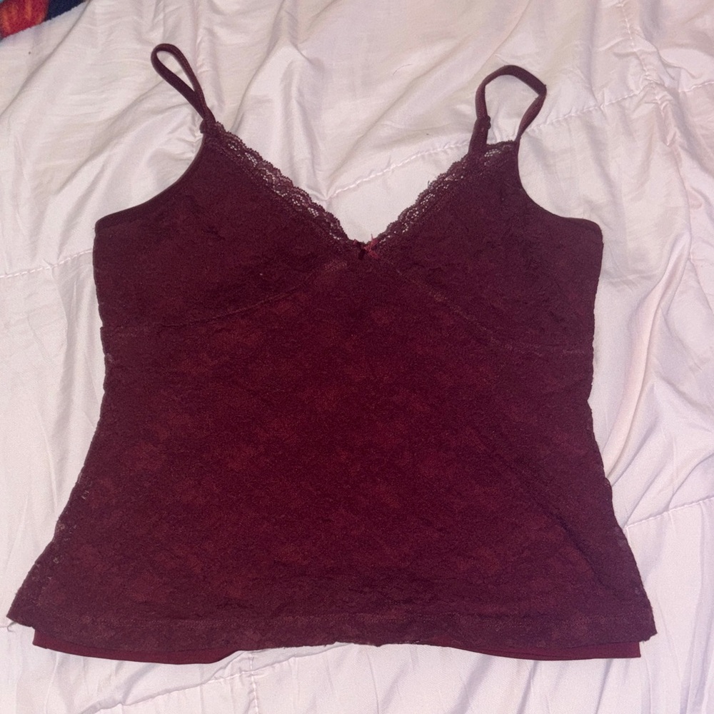 Brandy Melville Deep Red Lace Crop Top